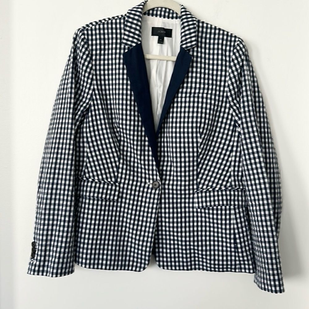 J. Crew Puckered Gingham Blazer Jacket 14